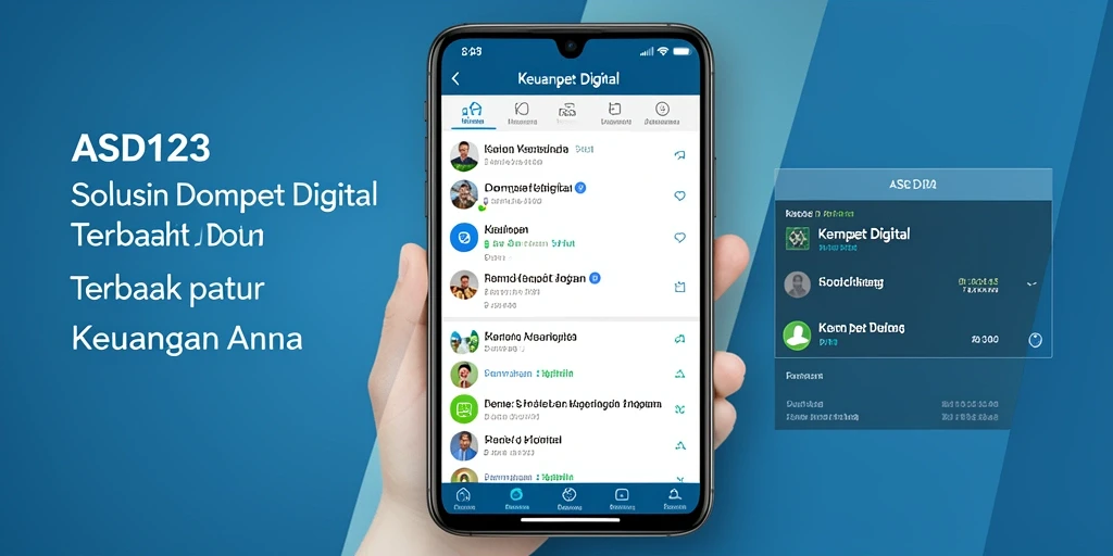 Screenshot utama aplikasi ASD123 menampilkan antarmuka pengguna Dompet Digital yang sederhana.
