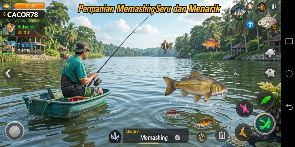 Screenshot CACOR78 menunjukkan pengalaman memancing yang imersif dan menyenangkan.
