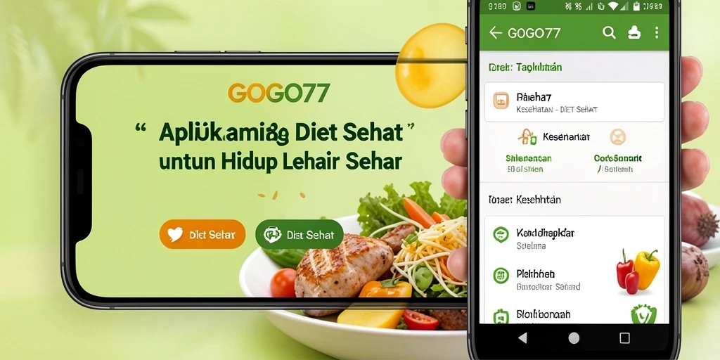 Tampilan antarmuka aplikasi GOGO77 untuk diet sehat.