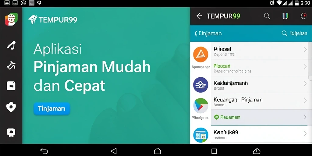 Tampilan antarmuka aplikasi TEMPUR99 yang intuitif dan mudah digunakan.