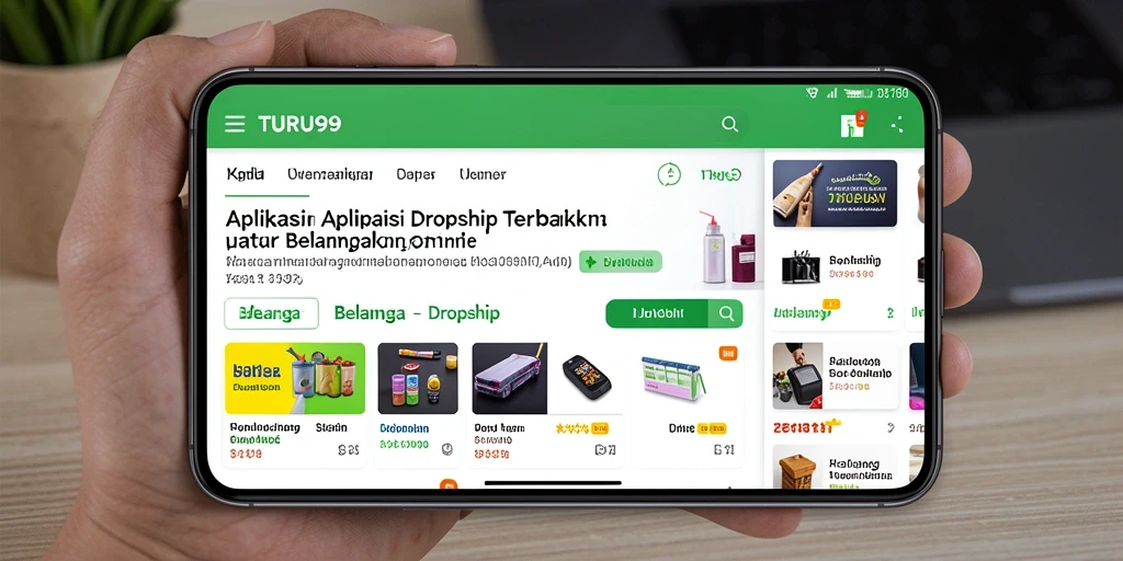 Antarmuka aplikasi TURU99 menampilkan fungsi Dropship yang mudah diakses.