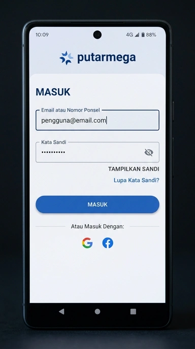 Masuk Akun putarmega untuk Pengguna Android